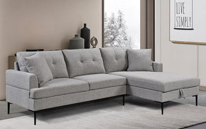 Woven Fabric Sectional With Storage Chaise - Grey