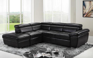 Air Leather Sectional Sofa with Left Side Chaise - Black | Red | Espresso