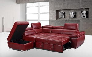 Air Leather Sectional Sofa with Left Side Chaise - Black | Red | Espresso