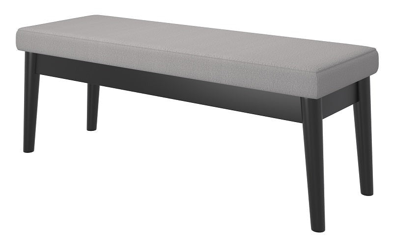 Woven Fabric Bench with Solid Wood Legs - Cream | Grey