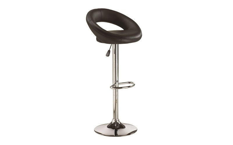 Bar Stool Curved Back with Chrome & 360° Swivel Leather Seat - Black | White | Espresso | Red - Set of 2 pc